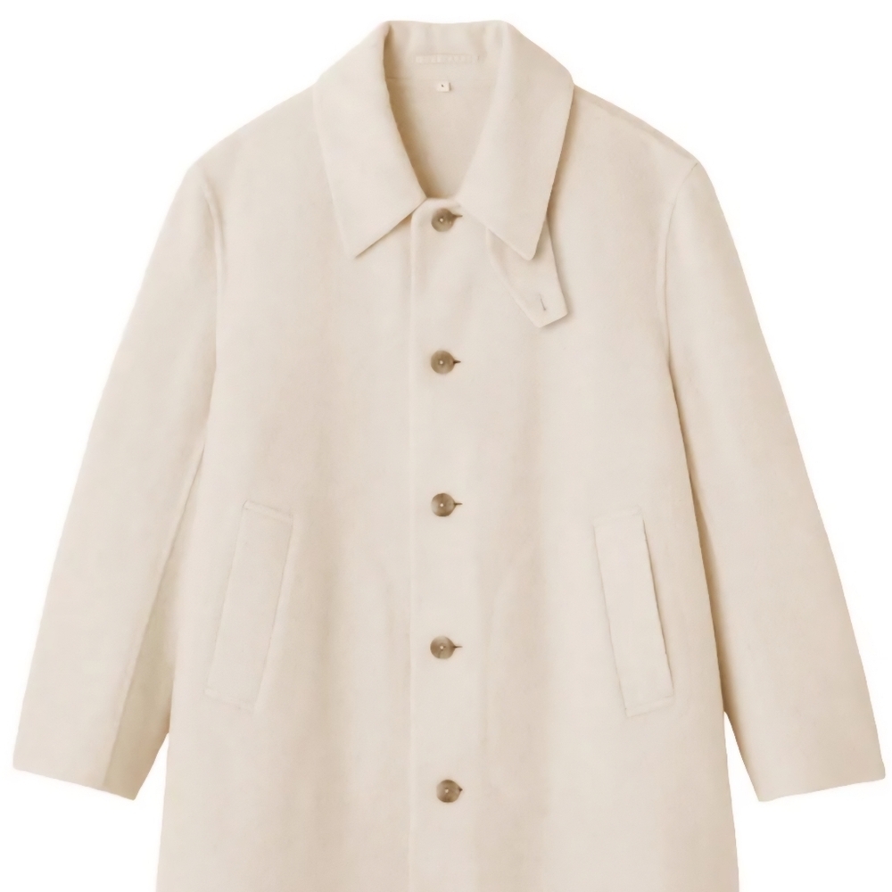 MUJI Labo Cashmere Mix Soutien Collar Coat, Retail $400, Light Beige, S,M & L